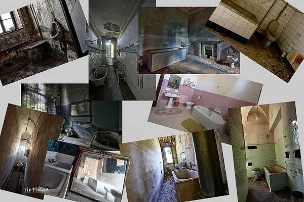Raccolta di fotografie di gabinetti abbandonati