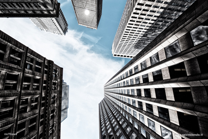 Grattacieli a Boston visti dal basso